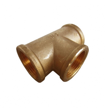 Messing T-stuk 4/4"-3/4"-4/4"FFF draadfitting