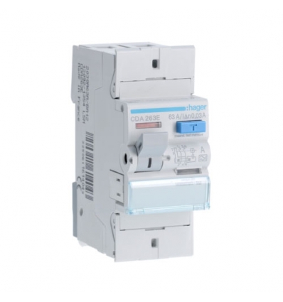 Hager Interrupteur différentiel 2P 63A 30mA type A -CDA263E