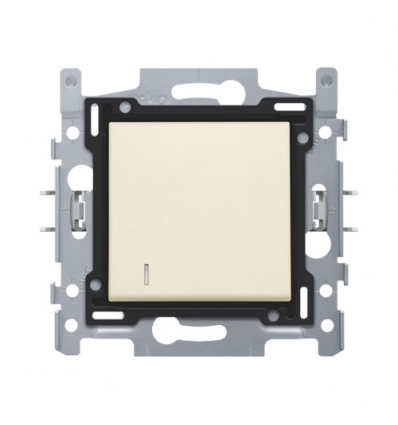 Niko Interrupteur à témoin bipolaire 16A, socle, bornes à vis et set de finition cream - 100-67300